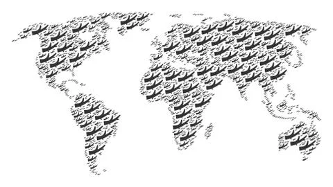 Worldwide Map Pattern of Firewood Icons Illustrazione stock