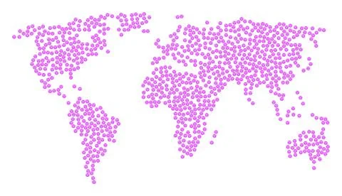 Worldwide Map Pattern of Lady Love Smiley Items Stock Illustration
