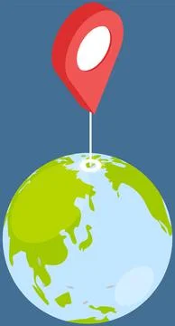 Worldwide navigation, tracking with app. Map of Earth with marks, digital scheme Ilustração Stock