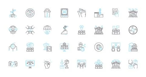 Worldwide nerk linear icons set. Connectivity, Globalization, Interconnectivity Stock Illustration