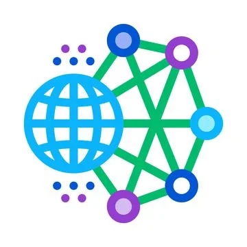 Worldwide network machine learning color icon vector illustration Illustrazione stock