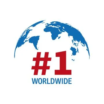 Worldwide number one blue and red vector sign Stock Illustration