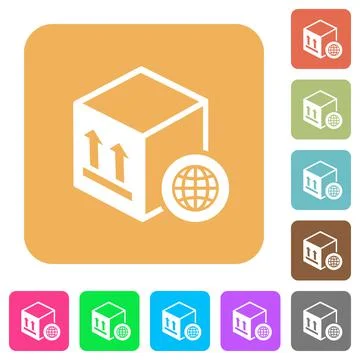 Worldwide package transportation rounded square flat icons Stock Illustration
