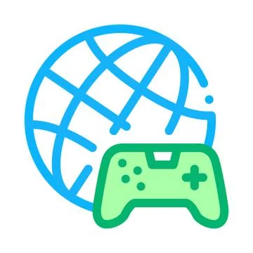 Worldwide playing game icon vector outline illustration Illustrazione stock