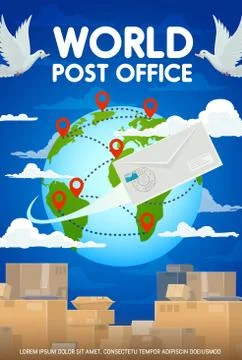 Worldwide post mail delivery, packages and parcels Illustrazione stock