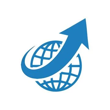 (Worldwide Progress Graphic. An abstract emblem depicting international exp.. Stock Illustration