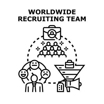 Worldwide recruiting team hiring process concept vector Stock Illustration