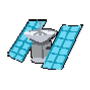 Worldwide satellite pixel art vector illustration 스톡 일러스트