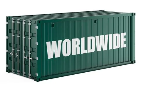 Worldwide shipping container. 3D rendering Stock Illustration