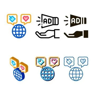 Worldwide styleset globe icon vector outline Illustrazione stock