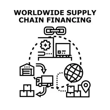 Worldwide supply chain financing process delivering products 库存插图