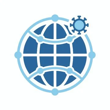 Worldwide viral connection network icon with connection pandemic outbreak Stock Illustration