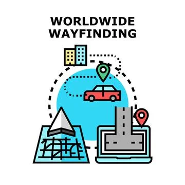 Worldwide wayfinding and navigation concept illustration Stock Illustration