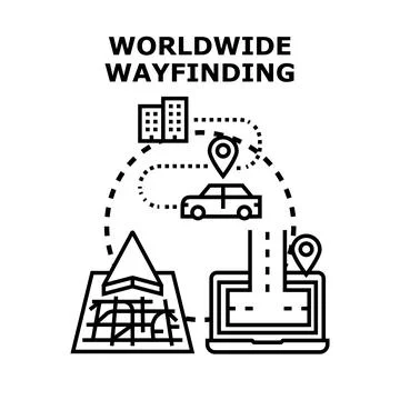 Worldwide wayfinding and navigation concept illustration Stock Illustration