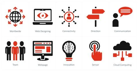 Worldwide, web designing, direction Stock Illustration
