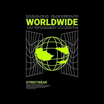 Worldwide writing design, suitable for screen printing t-shirts, clothes, jac Stock Illustration
