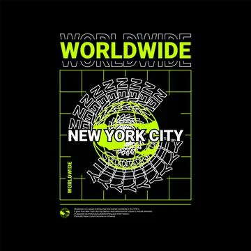 Worldwide writing design, suitable for screen printing t-shirts, clothes, jac Stock Illustration