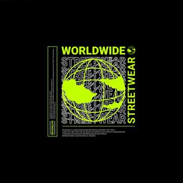 Worldwide writing design, suitable for screen printing t-shirts, clothes, jac Illustrazione stock