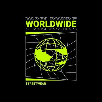 Worldwide writing design, suitable for screen printing t-shirts, clothes, jac Stock Illustration