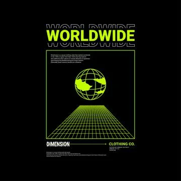 Worldwide writing design, suitable for screen printing t-shirts, clothes, jac Stock Illustration