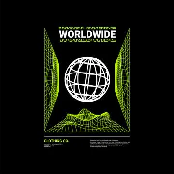 Worldwide writing design, suitable for screen printing t-shirts, clothes, jac Stock Illustration