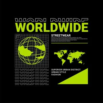 Worldwide writing design, suitable for screen printing t-shirts, clothes, jac Illustrazione stock