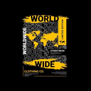 Worldwide writing design, suitable for screen printing t-shirts, clothes, jac Stock Illustration
