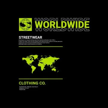 Worldwide writing design, suitable for screen printing t-shirts, clothes, jac Stock Illustration