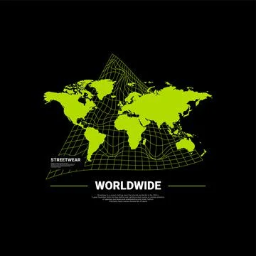 Worldwide writing design, suitable for screen printing t-shirts, clothes, jac Stock Illustration