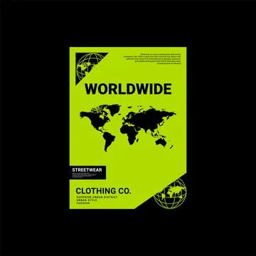 Worldwide writing design, suitable for screen printing t-shirts, clothes, jac Illustrazione stock