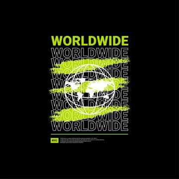 Worldwide writing design, suitable for screen printing t-shirts, clothes, jac Stock Illustration