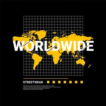 Worldwide writing design, suitable for screen printing t-shirts, clothes, jac Illustrazione stock