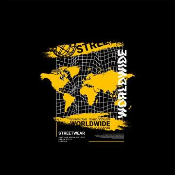 Worldwide writing design, suitable for screen printing t-shirts, clothes, jac Stock Illustration