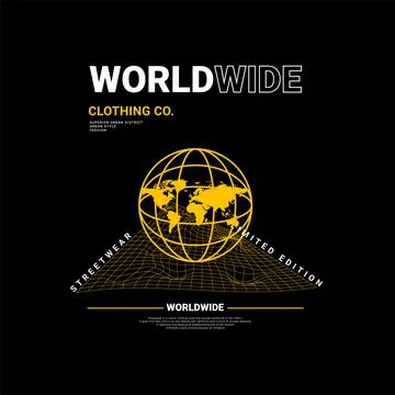 Worldwide writing design, suitable for screen printing t-shirts, clothes, jac Stock Illustration