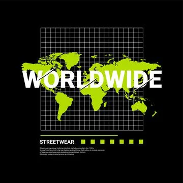 Worldwide writing design, suitable for screen printing t-shirts, clothes, jac Stock Illustration