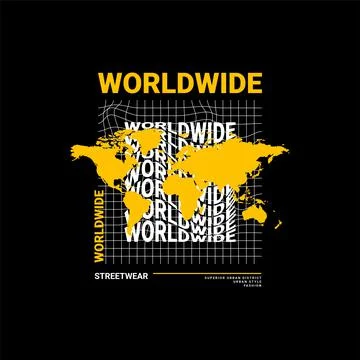 Worldwide writing design, suitable for screen printing t-shirts, clothes, jac Stock Illustration
