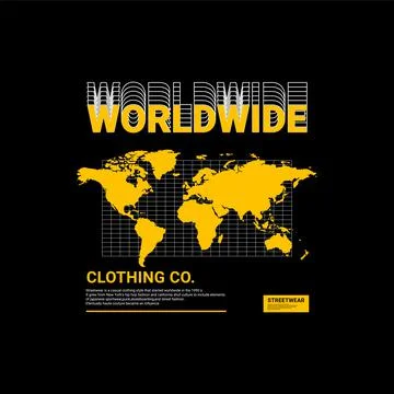 Worldwide writing design, suitable for screen printing t-shirts, clothes, jac Stock Illustration
