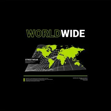 Worldwide writing design, suitable for screen printing t-shirts, clothes, jac Stock Illustration