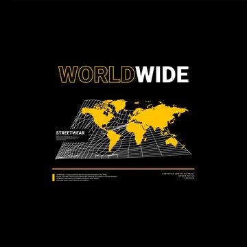 Worldwide writing design, suitable for screen printing t-shirts, clothes, jac Stock Illustration