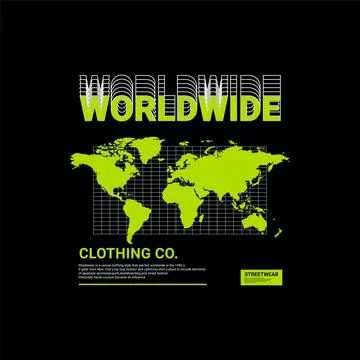 Worldwide writing design, suitable for screen printing t-shirts, clothes, jac Stock Illustration