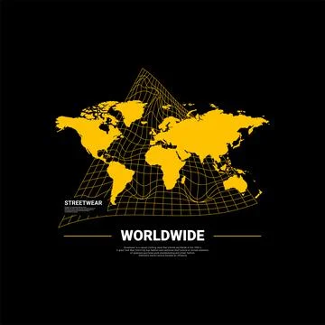 Worldwide writing design, suitable for screen printing t-shirts, clothes, jac Stock Illustration