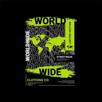 Worldwide writing design, suitable for screen printing t-shirts, clothes, jac Illustrazione stock