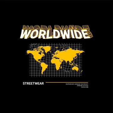 Worldwide writing design, suitable for screen printing t-shirts, clothes, jac Stock Illustration