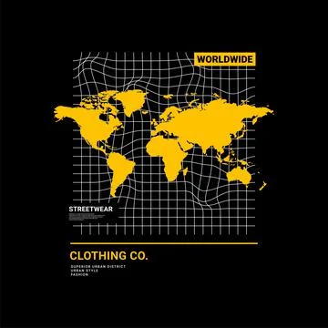 Worldwide writing design, suitable for screen printing t-shirts, clothes, jac Stock Illustration