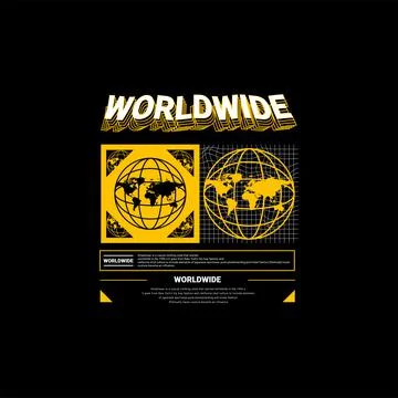Worldwide writing design, suitable for screen printing t-shirts, clothes, jac Stock-Illustration