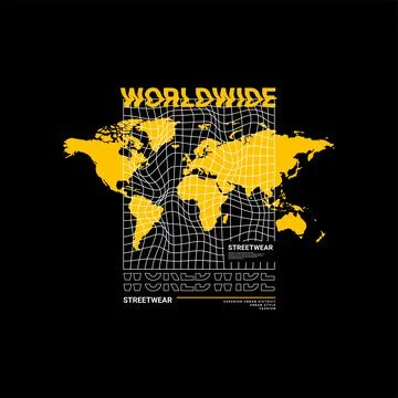 Worldwide writing design, suitable for screen printing t-shirts, clothes, jac Stock Illustration