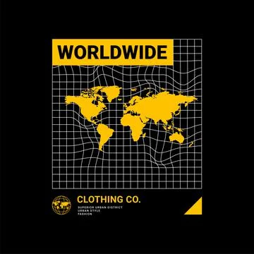 Worldwide writing design, suitable for screen printing t-shirts, clothes, jac Stock Illustration