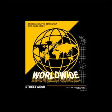 Worldwide writing design, suitable for screen printing t-shirts, clothes, jac Illustrazione stock