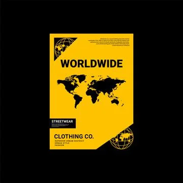 Worldwide writing design, suitable for screen printing t-shirts, clothes, jac Stock Illustration