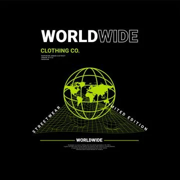 Worldwide writing design, suitable for screen printing t-shirts, clothes, jac Stock Illustration